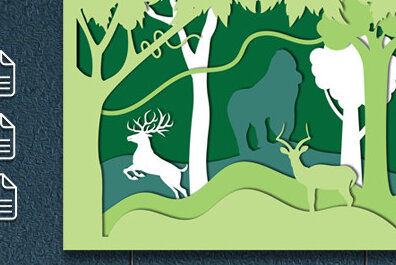 Σετ των 2 Intra απο ξύλο plywood 3mm-4mm πάχος – Κοπή με λέιζερ Wildlife Shadow Box Δίασταση  20x20 cm INTRAFABR-60649492