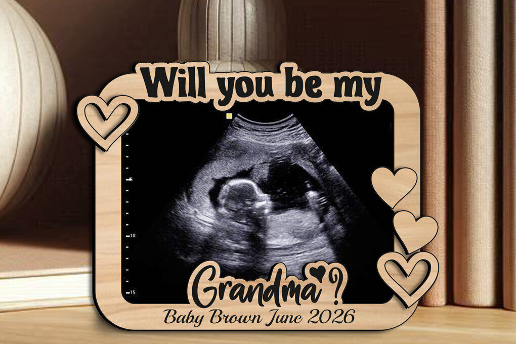 Σετ των 2 Intra απο ξύλο plywood 3mm-4mm πάχος – Will You Be My Grandma Ultrasound Δίασταση  20x20 cm INTRAFABR-123098301
