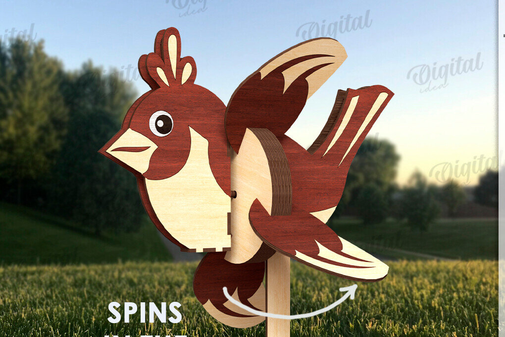 Σετ των 2 Intra απο ξύλο plywood 3mm-4mm πάχος – Windmill Garden Decor Cut Laser Δίασταση  20x20 cm INTRAFABR-123089770