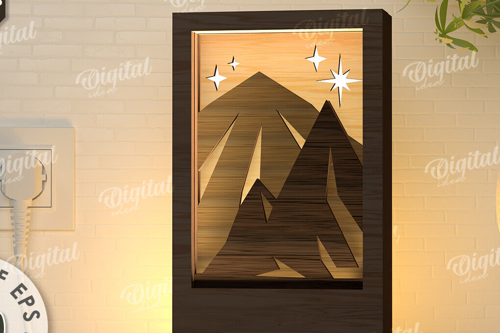 Σετ των 2 Intra απο ξύλο plywood 3mm-4mm πάχος –  κοπής με λέιζερ Led νυχτερινού παραθύρου Δίασταση  20x20 cm INTRAFABR-107961035