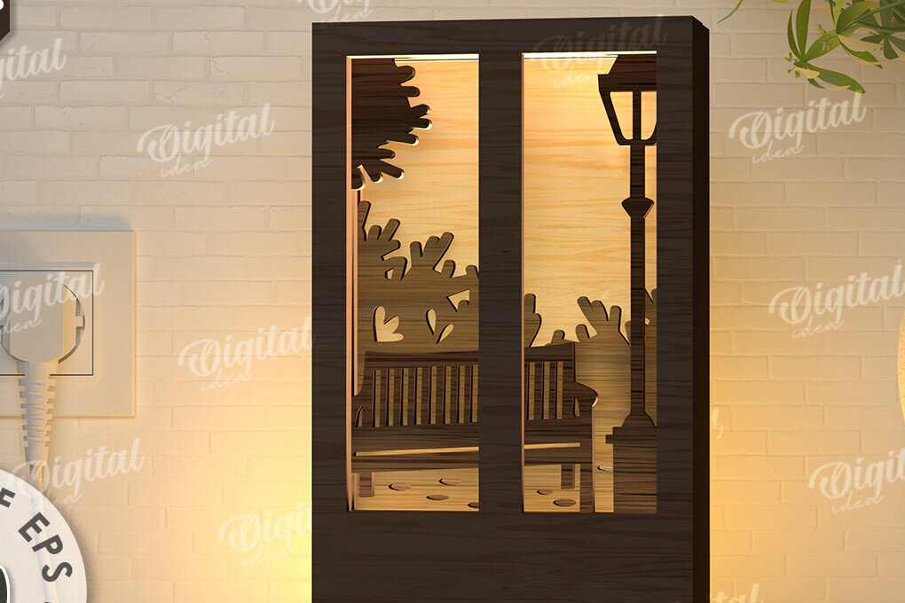 Σετ των 2 Intra απο ξύλο plywood 3mm-4mm πάχος –  κοπής με λέιζερ Led νυχτερινού παραθύρου Δίασταση  20x20 cm INTRAFABR-107960837