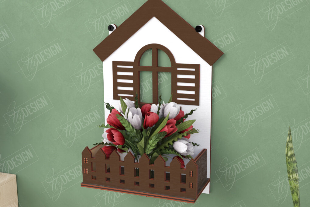 Intra απο ξύλο plywood 3mm-4mm πάχος – Κοπή με λέιζερ τοίχου παραθύρου | Κήπος Δίασταση  40x30 cm INTRAFABR-122890022