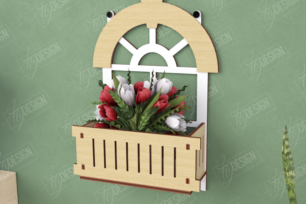 Intra απο ξύλο plywood 3mm-4mm πάχος – Κοπή με λέιζερ τοίχου παραθύρου | Κήπος Δίασταση  40x30 cm INTRAFABR-122609522