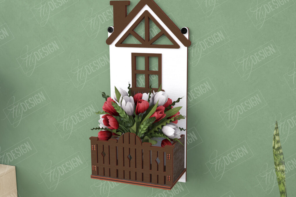 Intra απο ξύλο plywood 3mm-4mm πάχος – Κοπή με λέιζερ τοίχου παραθύρου | Κήπος Δίασταση  40x30 cm INTRAFABR-122889950