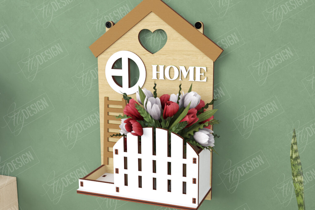 Intra απο ξύλο plywood 3mm-4mm πάχος – Κοπή με λέιζερ τοίχου παραθύρου | Κήπος Δίασταση  40x30 cm INTRAFABR-122890013