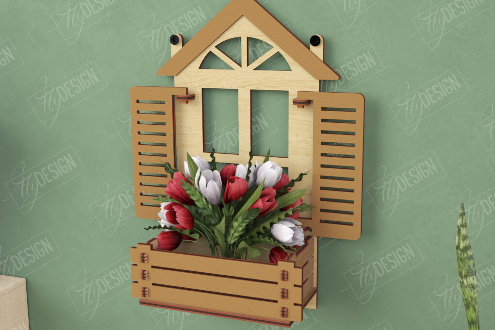 Intra απο ξύλο plywood 3mm-4mm πάχος – Κοπή με λέιζερ τοίχου παραθύρου | Κήπος Δίασταση  40x30 cm INTRAFABR-122890018