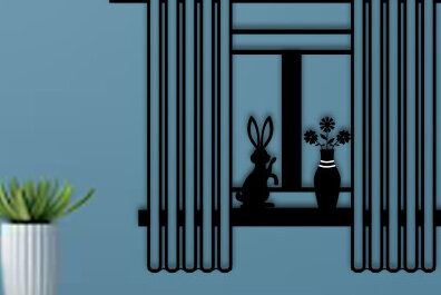 Intra απο ξύλο plywood 3mm-4mm πάχος – Περικοπή με λέιζερ σκηνής παραθύρου, τέχνη τοίχου Δίασταση  40x30 cm INTRAFABR-69311509