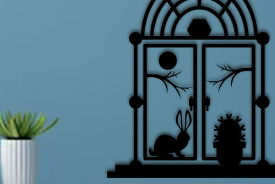 Intra απο ξύλο plywood 3mm-4mm πάχος – Περικοπή με λέιζερ σκηνής παραθύρου, τέχνη τοίχου Δίασταση  40x30 cm INTRAFABR-69311513