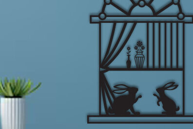 Intra απο ξύλο plywood 3mm-4mm πάχος – Περικοπή με λέιζερ σκηνής παραθύρου, τέχνη τοίχου Δίασταση  40x30 cm INTRAFABR-69311524