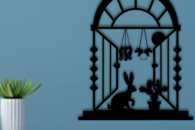 Intra απο ξύλο plywood 3mm-4mm πάχος – Περικοπή με λέιζερ σκηνής παραθύρου, τέχνη τοίχου Δίασταση  40x30 cm INTRAFABR-69311530