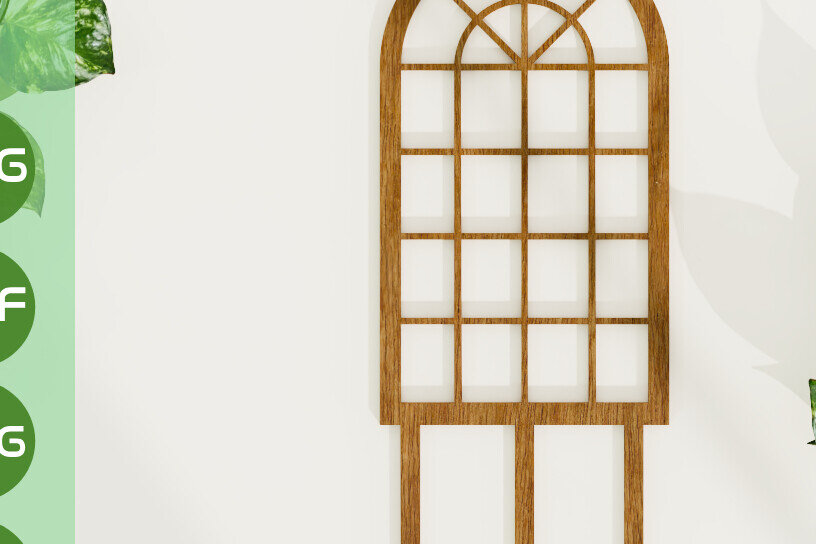 Σετ των 2 Intra απο ξύλο plywood 3mm-4mm πάχος – Καφασωτά παραθύρου για λέιζερ αναρρίχησης φυτών Δίασταση  20x20 cm INTRAFABR-98695118