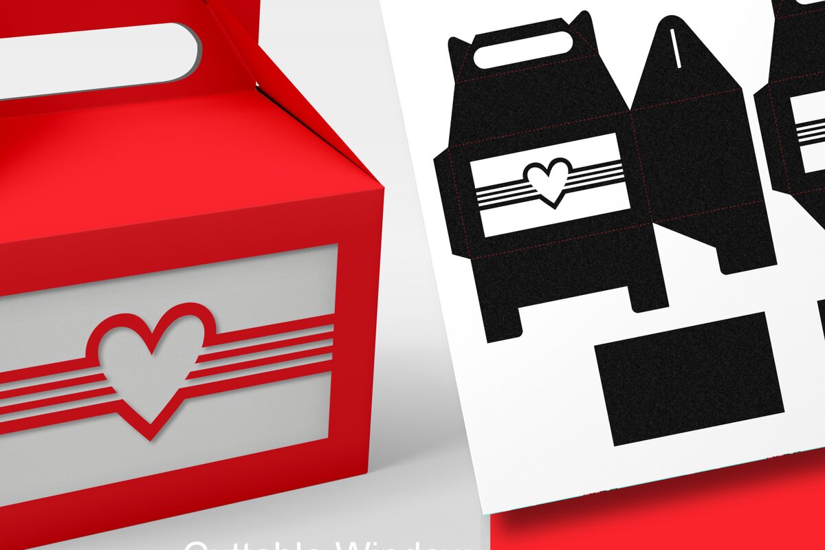 Σετ των 2 Intra απο ξύλο plywood 3mm-4mm πάχος – Παράθυρο με Heart N Stripes Gable Box Δίασταση  20x20 cm INTRAFABR-69874300