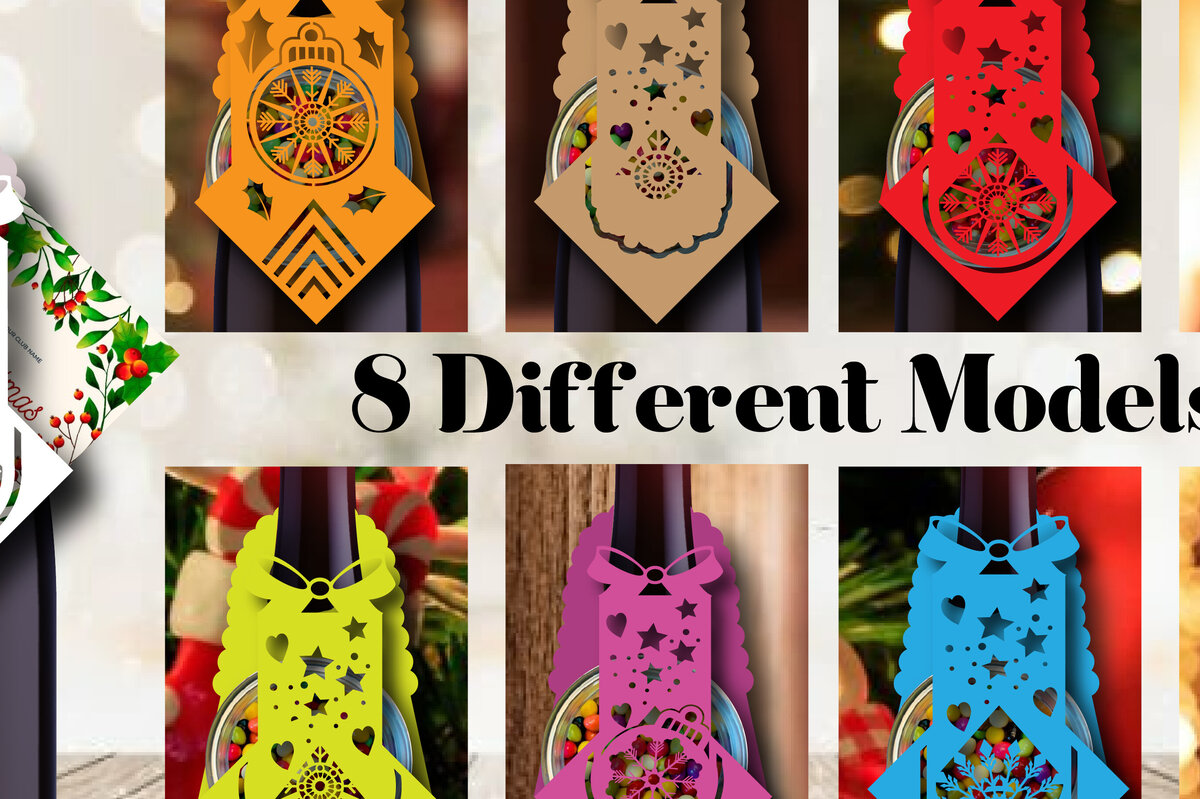 Σετ των 2 Intra απο ξύλο plywood 3mm-4mm πάχος – Πακέτο δώρου Κρεμαστό μπουκάλι κρασιού με ετικέτα Δίασταση  20x20 cm INTRAFABR-81090889