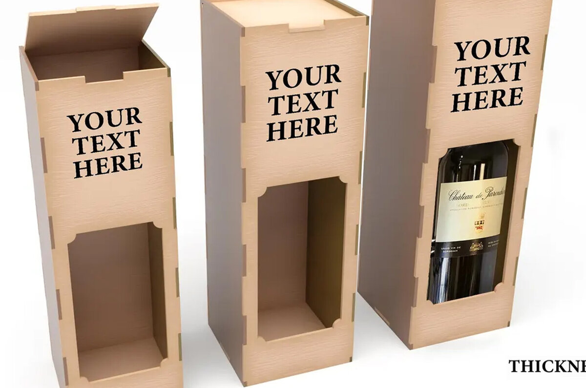 Σετ των 2 Intra απο ξύλο plywood 3mm-4mm πάχος – Κουτί κρασιού Πρότυπο κοπής με λέιζερ Κουτί δώρου Δίασταση  20x20 cm INTRAFABR-124403121