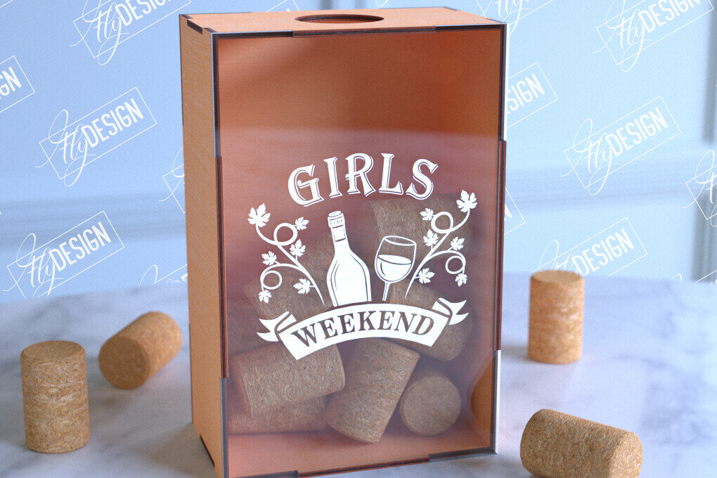 Σετ των 2 Intra απο ξύλο plywood 3mm-4mm πάχος – Κουτί από φελλό κρασιού | Κουτί με καπάκια μπουκαλιών μπύρας Δίασταση  20x20 cm INTRAFABR-99639483