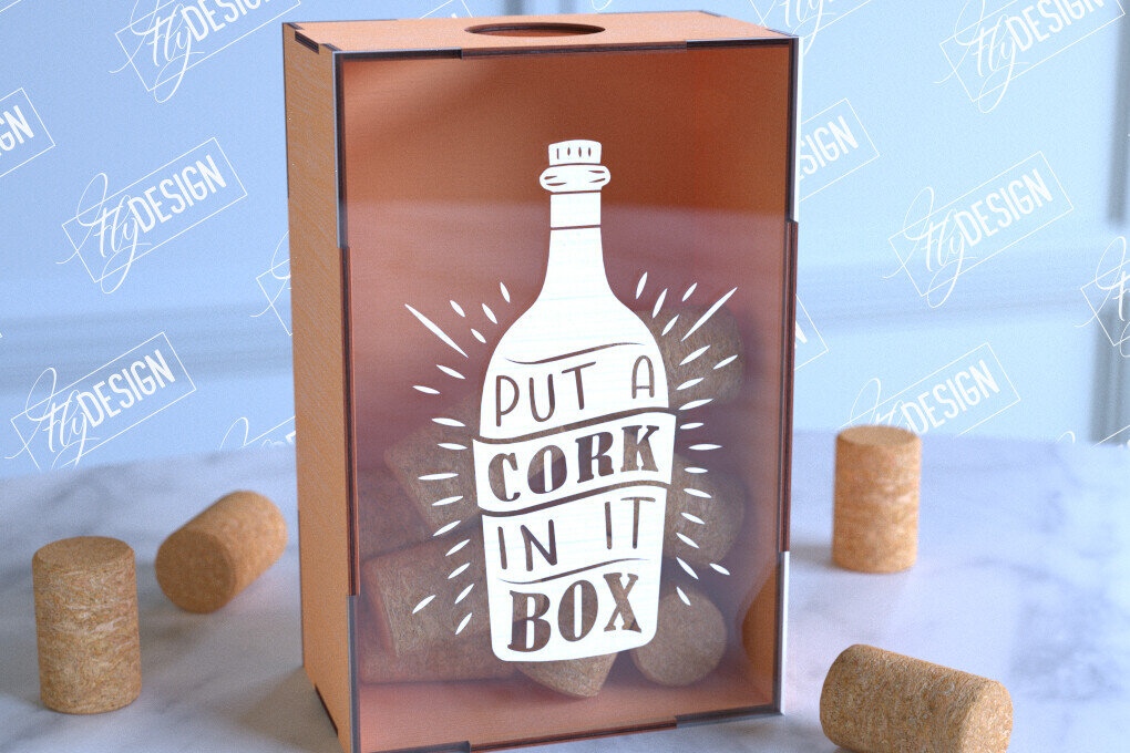 Σετ των 2 Intra απο ξύλο plywood 3mm-4mm πάχος – Κουτί από φελλό κρασιού | Κουτί με καπάκια μπουκαλιών μπύρας Δίασταση  20x20 cm INTRAFABR-99639511