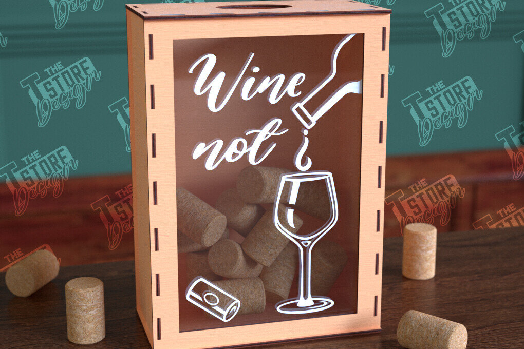 Σετ των 2 Intra απο ξύλο plywood 3mm-4mm πάχος – Κουτί από φελλό κρασιού | Κουτί με καπάκια μπουκαλιών μπύρας|CNC Δίασταση  20x20 cm INTRAFABR-99640859