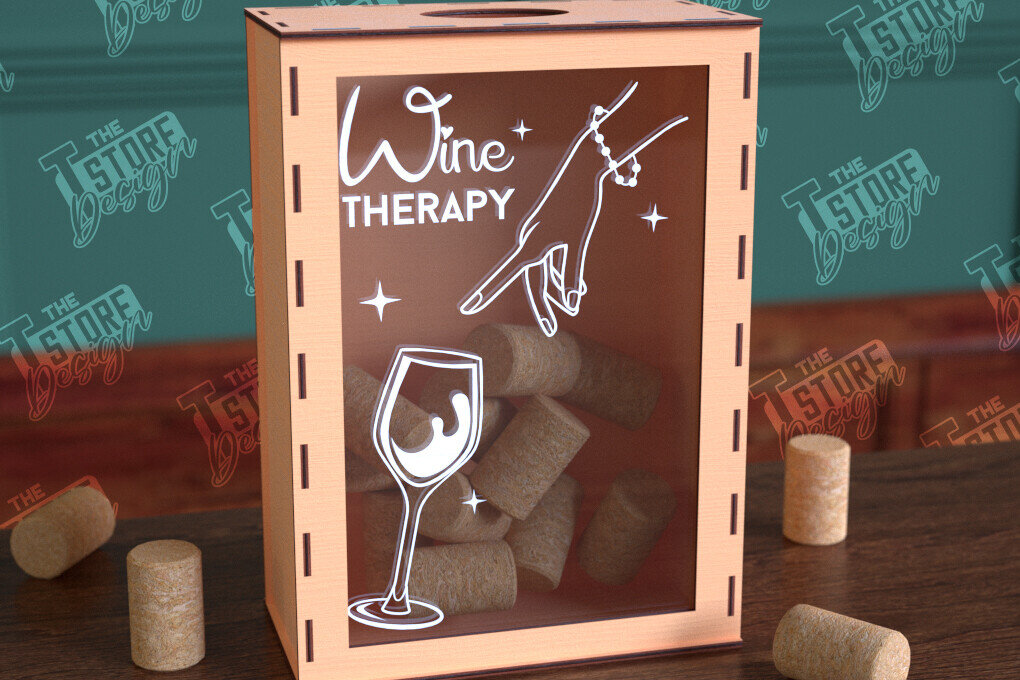 Σετ των 2 Intra απο ξύλο plywood 3mm-4mm πάχος – Κουτί από φελλό κρασιού | Κουτί με καπάκια μπουκαλιών μπύρας|CNC Δίασταση  20x20 cm INTRAFABR-99640830