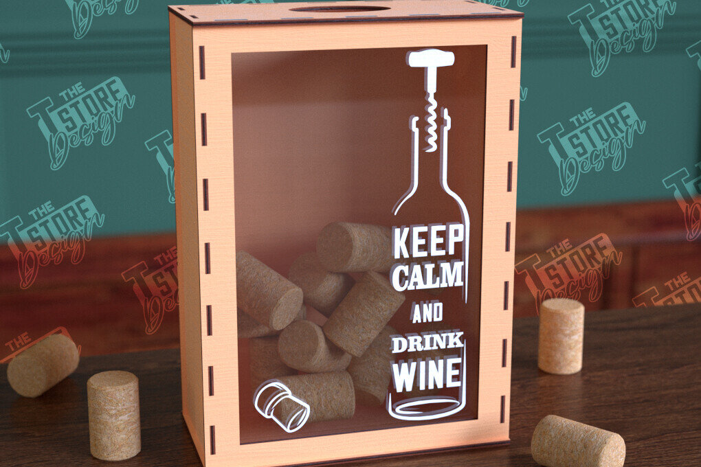 Σετ των 2 Intra απο ξύλο plywood 3mm-4mm πάχος – Κουτί από φελλό κρασιού | Κουτί με καπάκια μπουκαλιών μπύρας|CNC Δίασταση  20x20 cm INTRAFABR-99640838