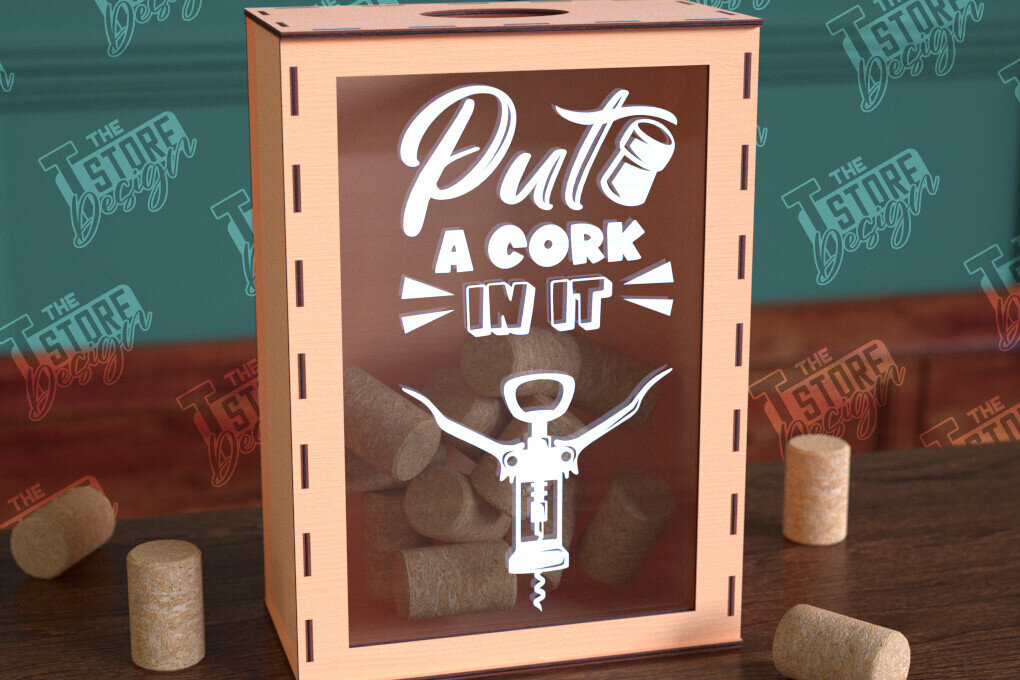 Σετ των 2 Intra απο ξύλο plywood 3mm-4mm πάχος – Κουτί από φελλό κρασιού | Κουτί με καπάκια μπουκαλιών μπύρας|CNC Δίασταση  20x20 cm INTRAFABR-99640844