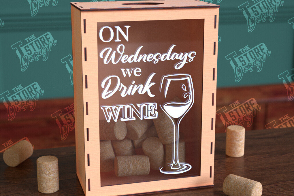 Σετ των 2 Intra απο ξύλο plywood 3mm-4mm πάχος – Κουτί από φελλό κρασιού | Κουτί με καπάκια μπουκαλιών μπύρας|CNC Δίασταση  20x20 cm INTRAFABR-99640819