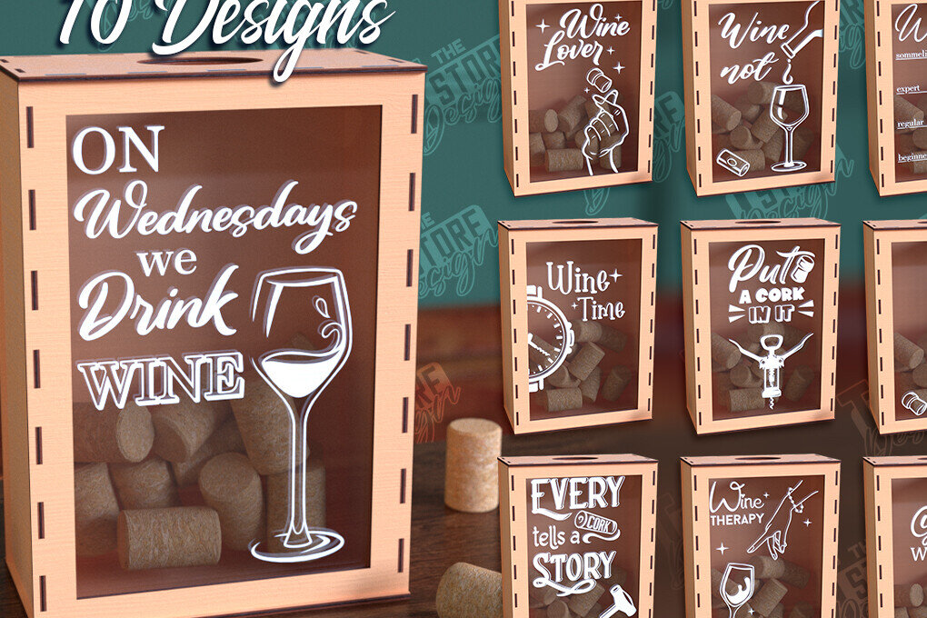 Σετ των 2 Intra απο ξύλο plywood 3mm-4mm πάχος – Πακέτο σχεδίασης με Wine Cork Box Δίασταση  20x20 cm INTRAFABR-99640990