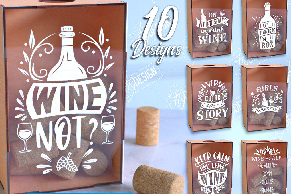 Σετ των 2 Intra απο ξύλο plywood 3mm-4mm πάχος – Πακέτο σχεδίασης με Wine Cork Box Δίασταση  20x20 cm INTRAFABR-99640865