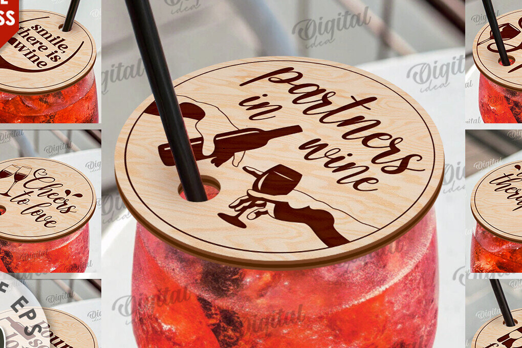 Σετ των 2 Intra απο ξύλο plywood 3mm-4mm πάχος – Καλύμματα ποτηριών κρασιού Δέσμη κοπής με λέιζερ Δίασταση  20x20 cm INTRAFABR-111421275