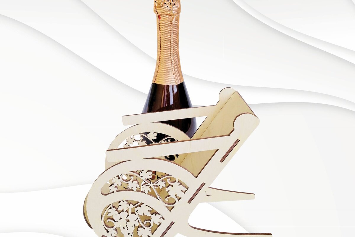 Σετ των 2 Intra απο ξύλο plywood 3mm-4mm πάχος – Wine Holder Chair Silhouette, Dxf De Δίασταση  20x20 cm INTRAFABR-62643715