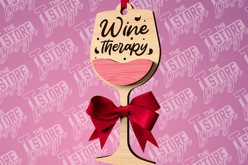 Σετ των 2 Intra απο ξύλο plywood 3mm-4mm πάχος – Στολίδι κρασιού | Δίασταση  20x20 cm INTRAFABR-84569846