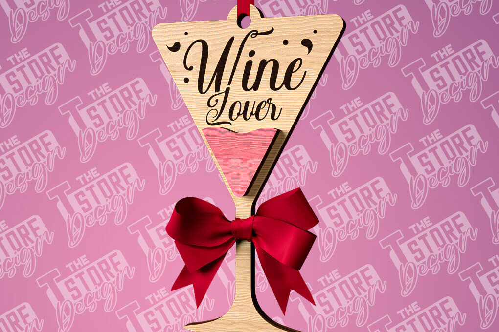 Σετ των 2 Intra απο ξύλο plywood 3mm-4mm πάχος – Στολίδι κρασιού | Δίασταση  20x20 cm INTRAFABR-84569905