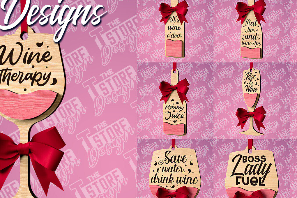 Σετ των 2 Intra απο ξύλο plywood 3mm-4mm πάχος – Στολίδι κρασιού | Δίασταση  20x20 cm INTRAFABR-84570001