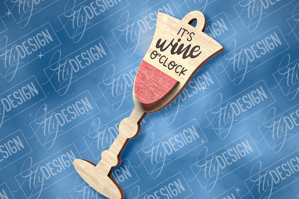 Σετ των 2 Intra απο ξύλο plywood 3mm-4mm πάχος – Στολίδι κρασιού | Δίασταση  20x20 cm INTRAFABR-84503416