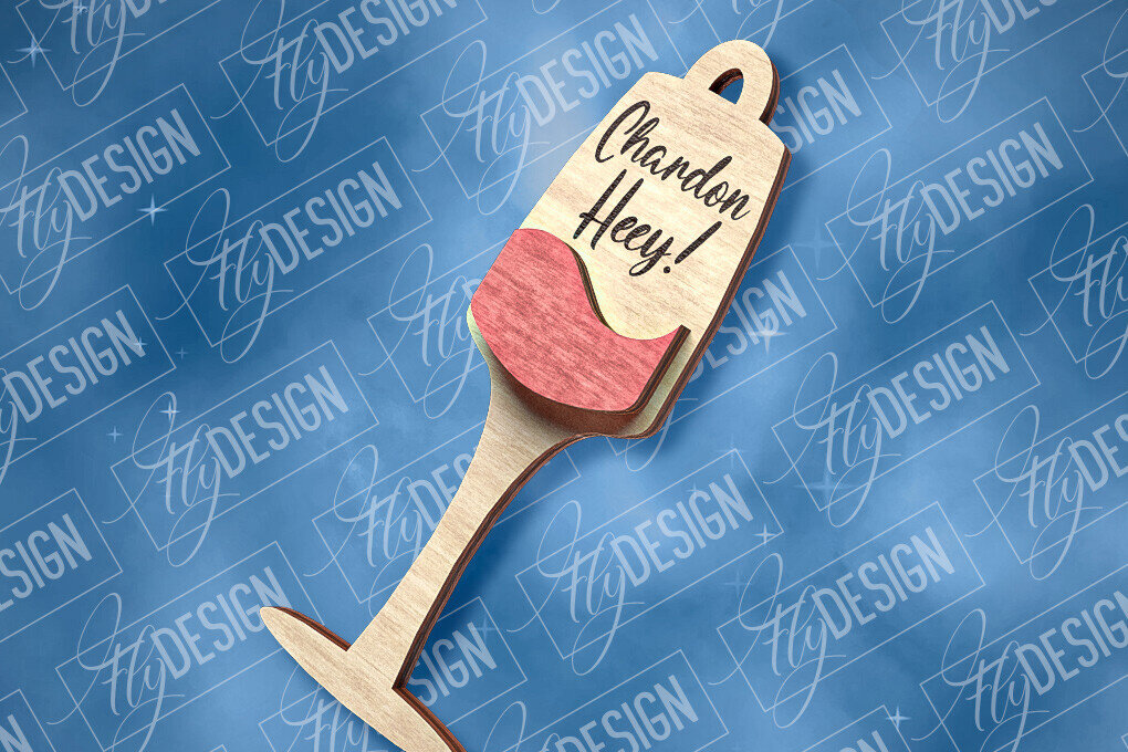 Σετ των 2 Intra απο ξύλο plywood 3mm-4mm πάχος – Στολίδι κρασιού | Δίασταση  20x20 cm INTRAFABR-84503493