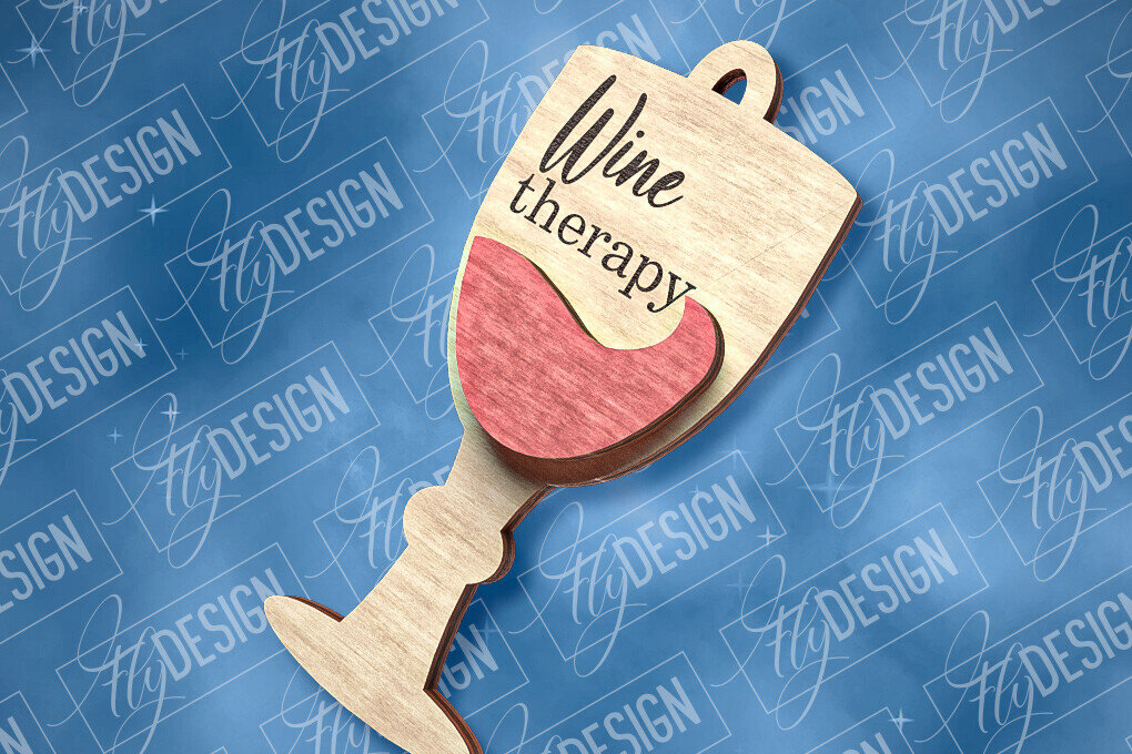 Σετ των 2 Intra απο ξύλο plywood 3mm-4mm πάχος – Στολίδι κρασιού | Δίασταση  20x20 cm INTRAFABR-84503520