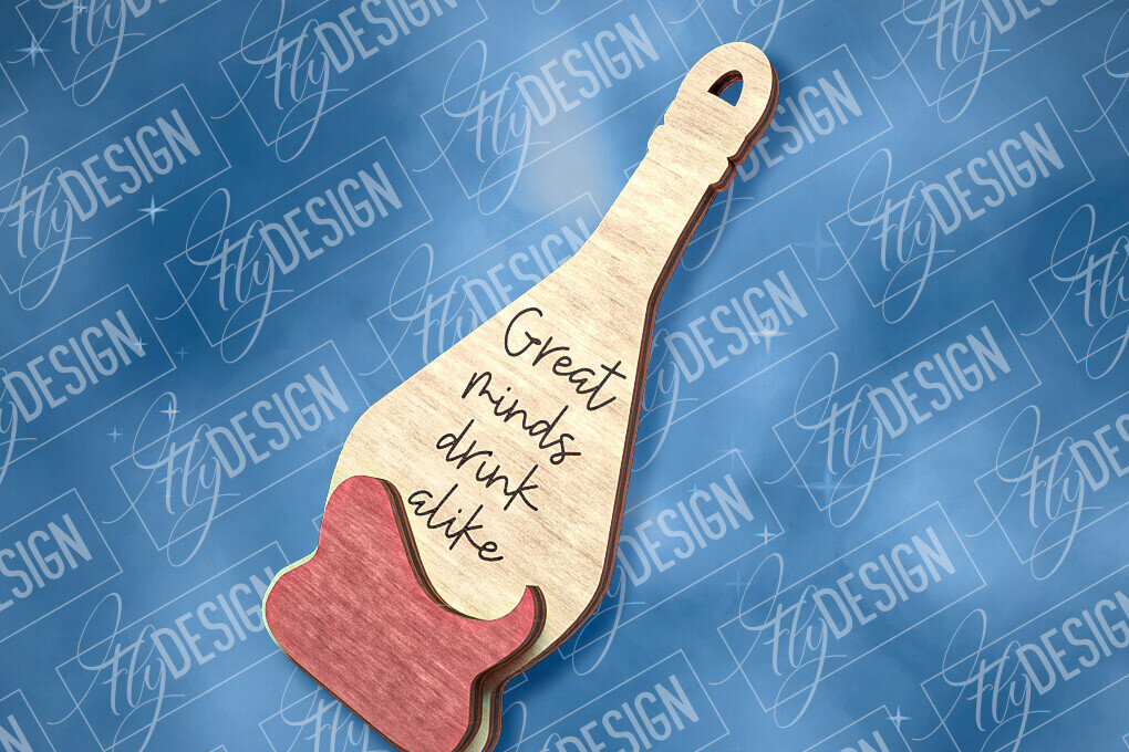 Σετ των 2 Intra απο ξύλο plywood 3mm-4mm πάχος – Στολίδι κρασιού | Δίασταση  20x20 cm INTRAFABR-84503553