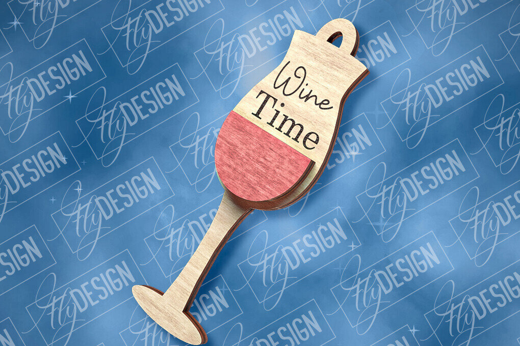 Σετ των 2 Intra απο ξύλο plywood 3mm-4mm πάχος – Στολίδι κρασιού | Δίασταση  20x20 cm INTRAFABR-84503579