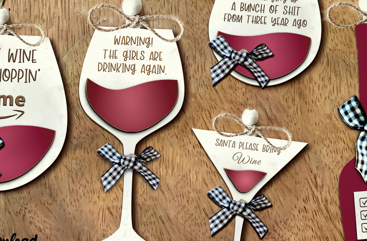 Σετ των 2 Intra απο ξύλο plywood 3mm-4mm πάχος – Wine Ornaments, Wine Bundle Δίασταση  20x20 cm INTRAFABR-85624456