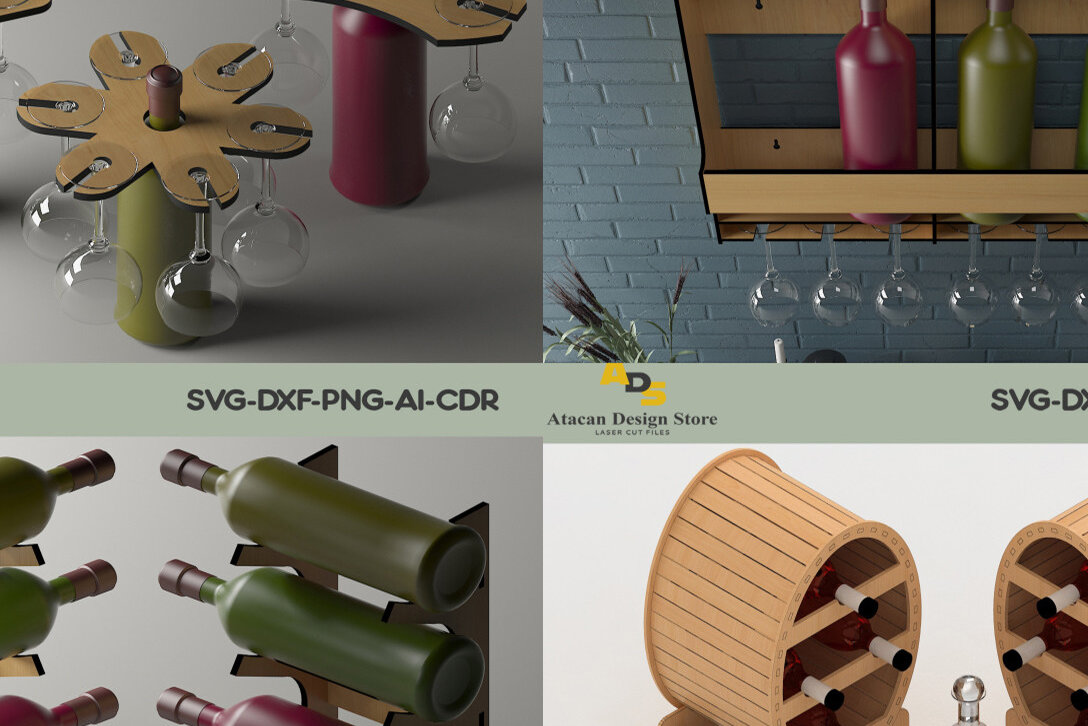 Σετ των 2 Intra απο ξύλο plywood 3mm-4mm πάχος – Πακέτο θήκης κρασιού / Wine Caddy 294 Δίασταση  20x20 cm INTRAFABR-56311589