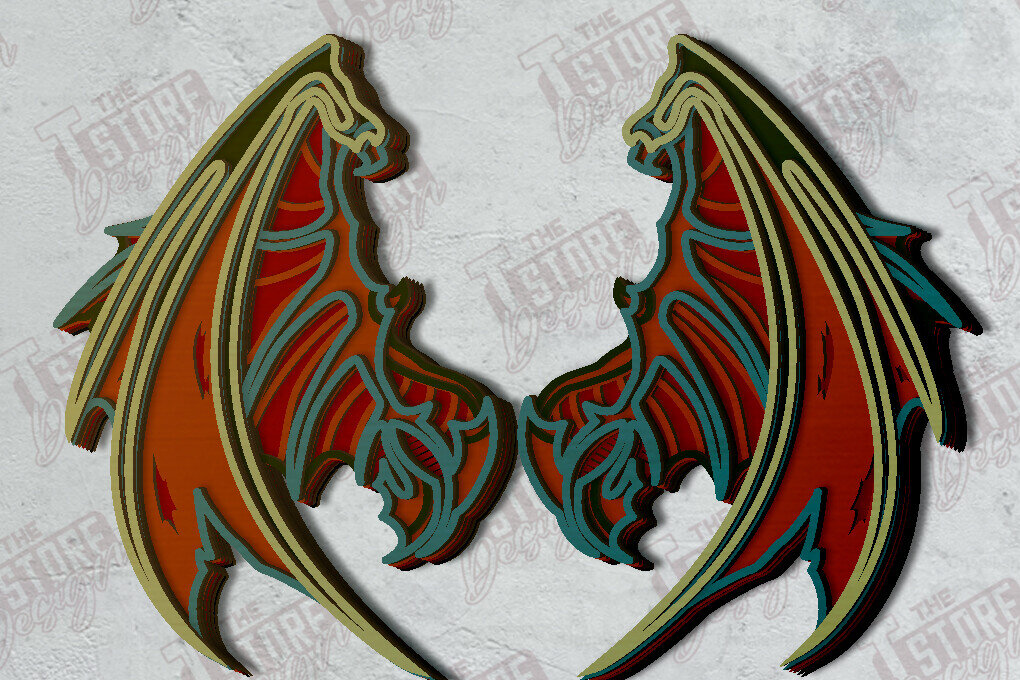 Σετ των 2 Intra απο ξύλο plywood 3mm-4mm πάχος – Φτερά Πολυστρωματική κοπή λέιζερ | Φτερά Αγγέλου Δίασταση  20x20 cm INTRAFABR-121521304