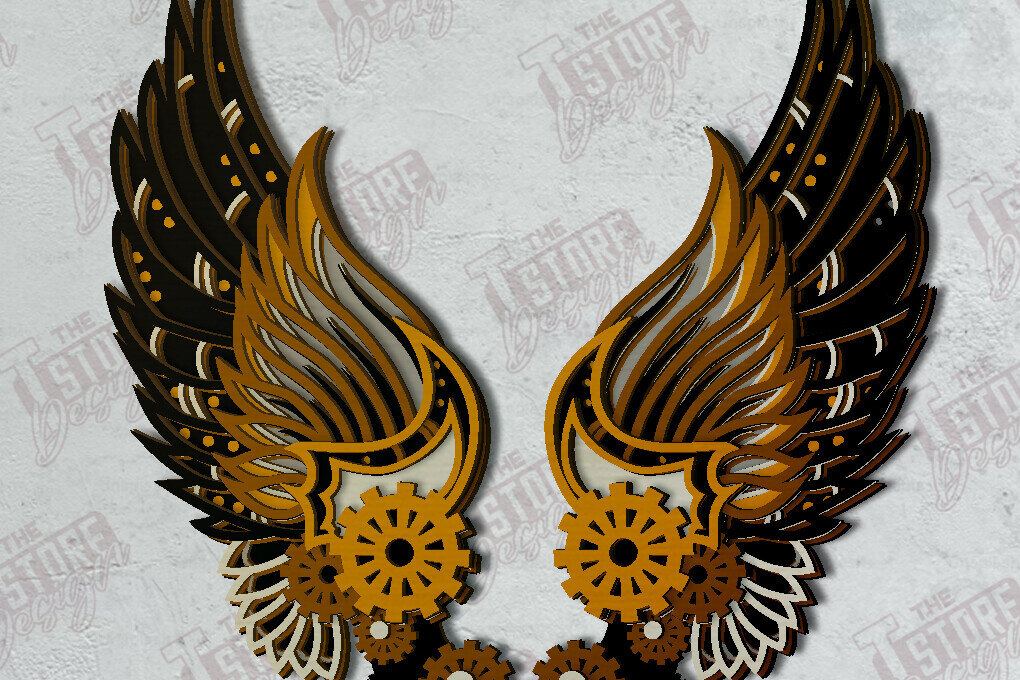 Σετ των 2 Intra απο ξύλο plywood 3mm-4mm πάχος – Φτερά Πολυστρωματική κοπή λέιζερ | Φτερά Αγγέλου Δίασταση  20x20 cm INTRAFABR-121521313