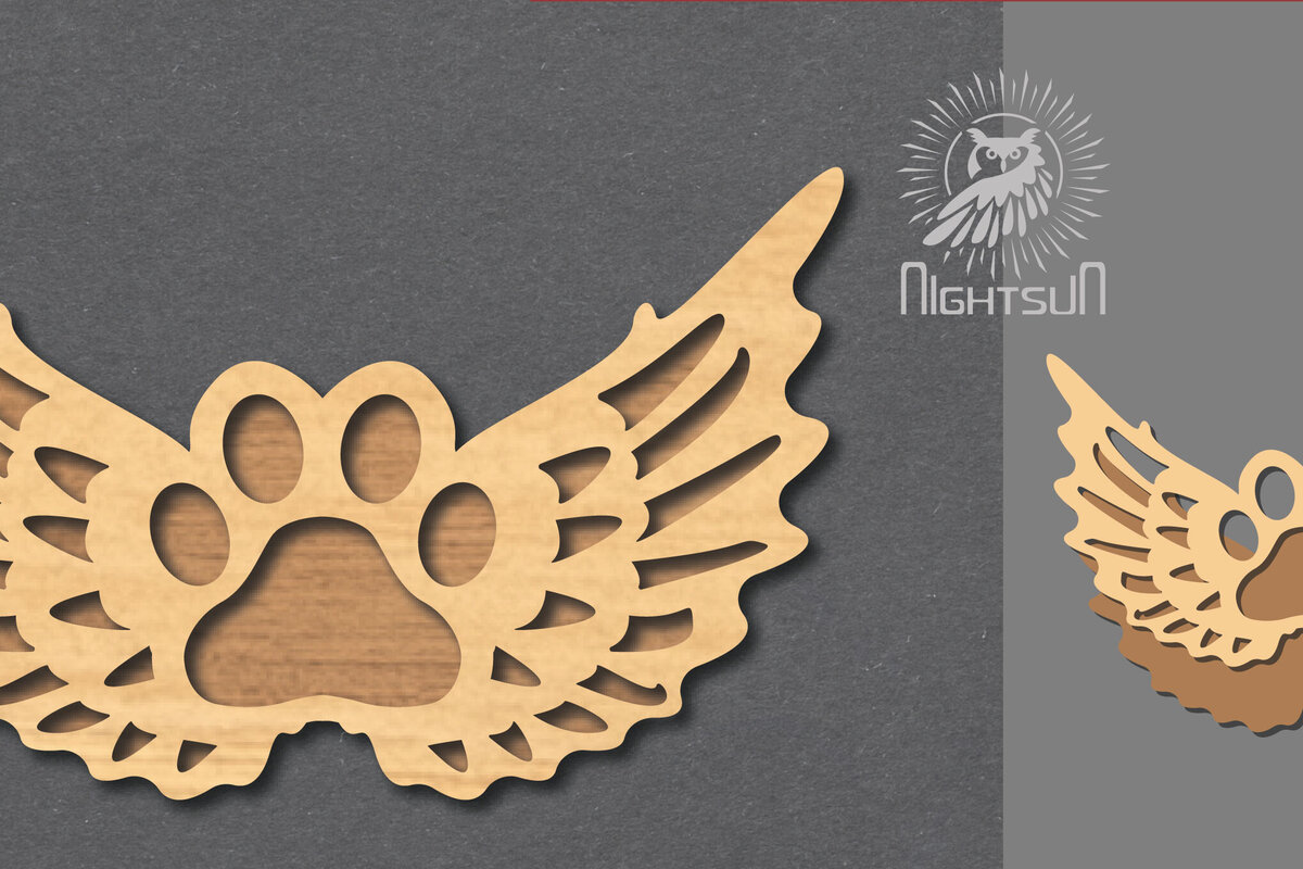 Σετ των 2 Intra απο ξύλο plywood 3mm-4mm πάχος – Διακόσμηση κοπής με λέιζερ ποδιών φτερών 1 Δίασταση  20x20 cm INTRAFABR-116228038