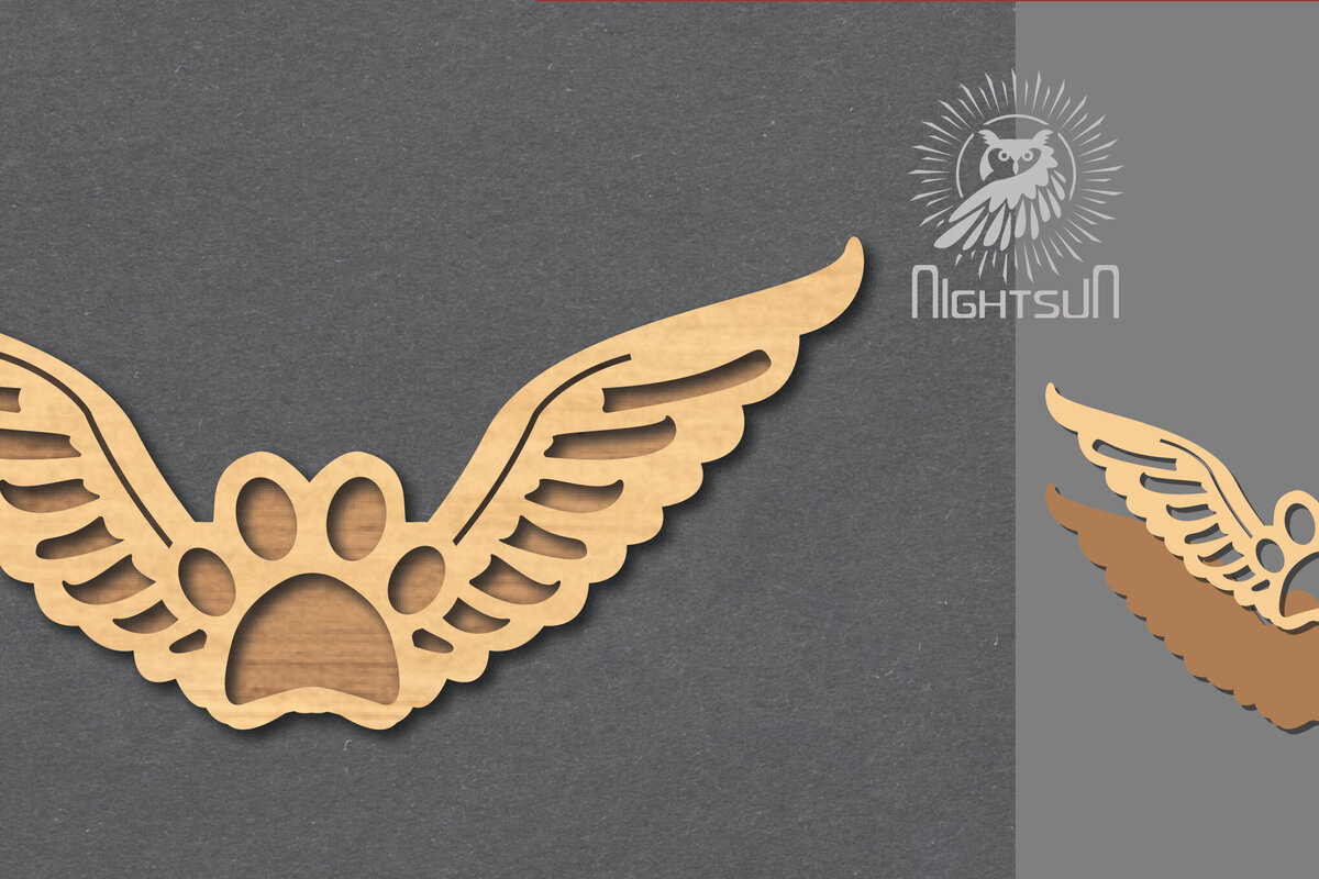 Σετ των 2 Intra απο ξύλο plywood 3mm-4mm πάχος – Διακόσμηση κοπής με λέιζερ ποδιών φτερών 3 Δίασταση  20x20 cm INTRAFABR-116228131