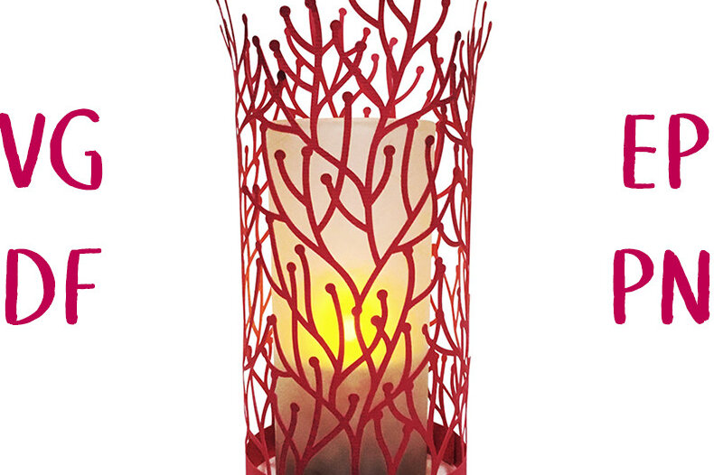 Σετ των 2 Intra απο ξύλο plywood 3mm-4mm πάχος – Winter Branches Lantern Δίασταση  20x20 cm INTRAFABR-17634327