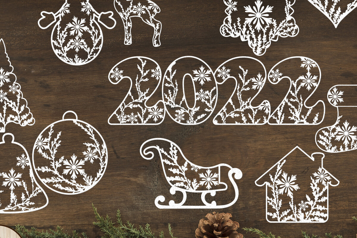 Σετ των 2 Intra απο ξύλο plywood 3mm-4mm πάχος – Αρχεία κομμένων χειμερινών Χριστουγέννων Δίασταση  20x20 cm INTRAFABR-15358296