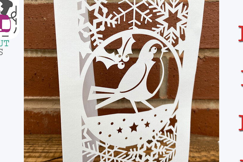 Σετ των 2 Intra απο ξύλο plywood 3mm-4mm πάχος – Χριστουγεννιάτικη κάρτα Winter Robin Papercut Δίασταση  20x20 cm INTRAFABR-108948047
