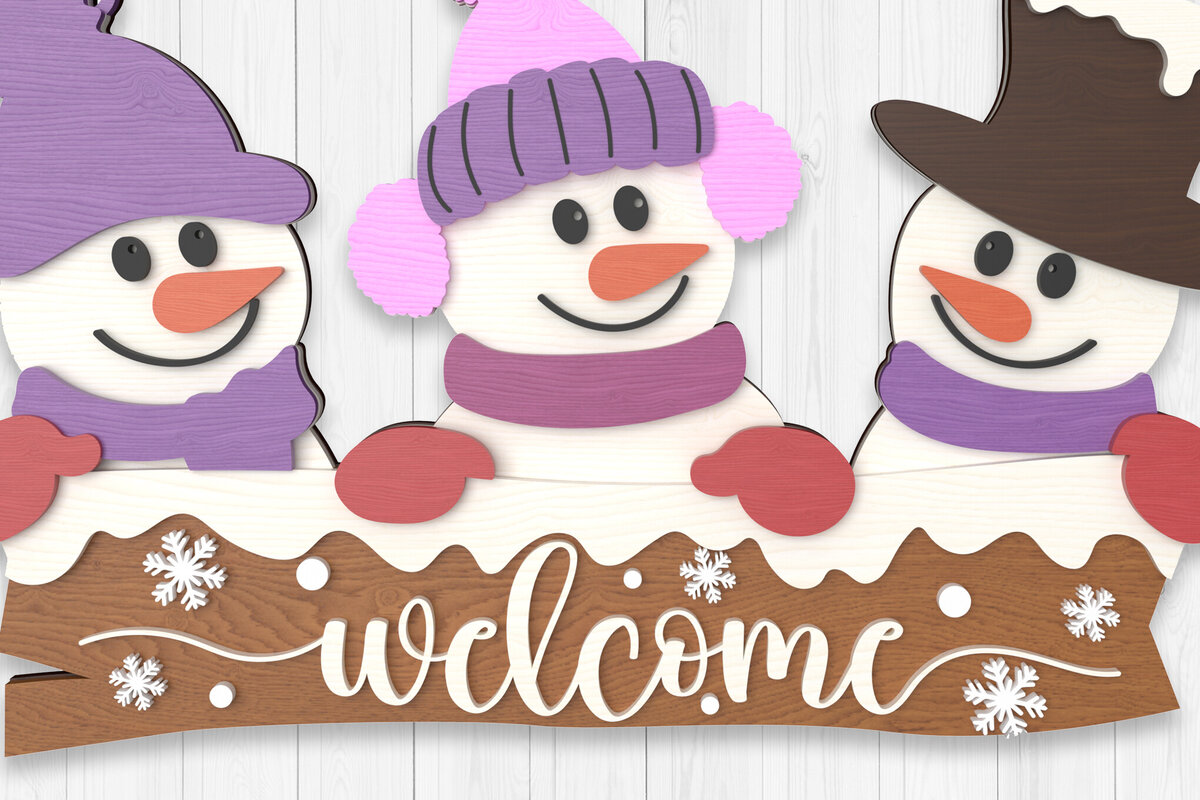 Σετ των 2 Intra απο ξύλο plywood 3mm-4mm πάχος – Χειμερινός χιονάνθρωπος Δίασταση  20x20 cm INTRAFABR-106315078