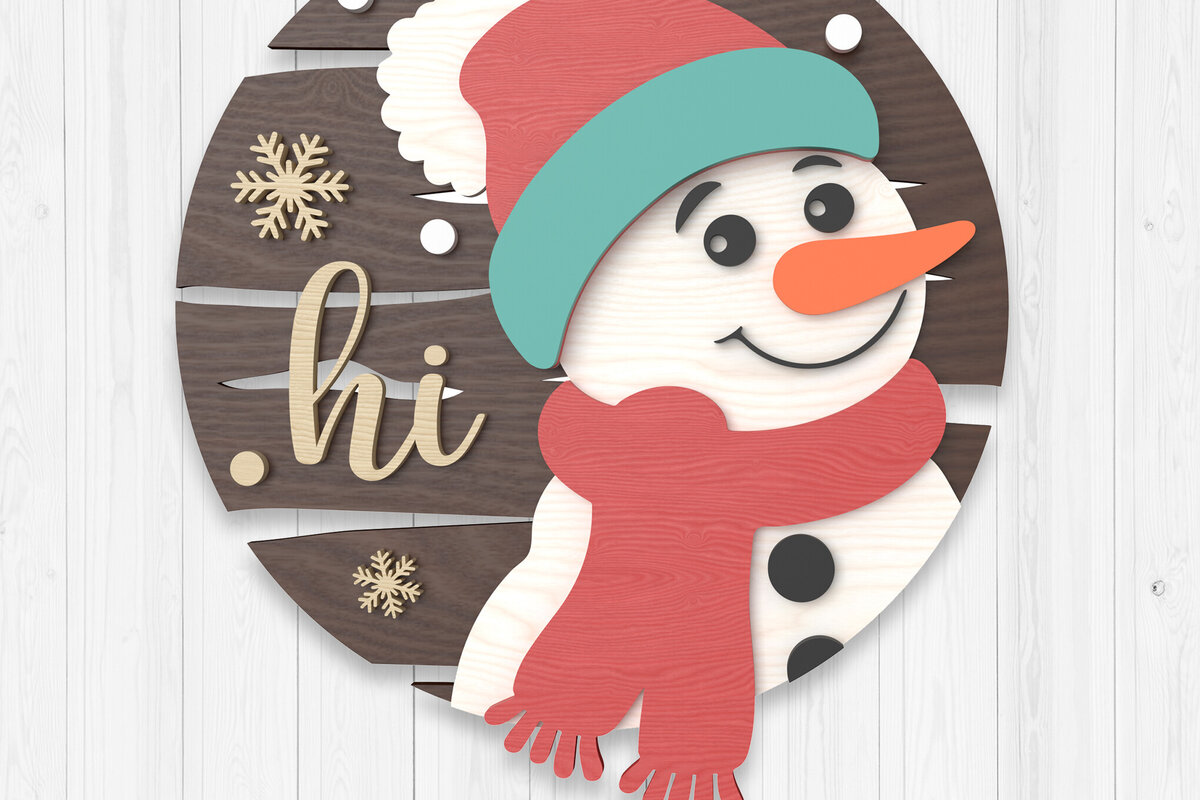 Σετ των 2 Intra απο ξύλο plywood 3mm-4mm πάχος – Χειμερινός χιονάνθρωπος Δίασταση  20x20 cm INTRAFABR-106315013