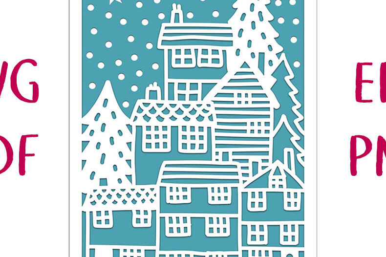 Σετ των 2 Intra απο ξύλο plywood 3mm-4mm πάχος – Κάρτα χειμερινών χωριών διακοπών Cut Δίασταση  20x20 cm INTRAFABR-20075175