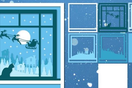 Σετ των 2 Intra απο ξύλο plywood 3mm-4mm πάχος – Χειμερινό παράθυρο με πολυεπίπεδη κούπα Δίασταση  20x20 cm INTRAFABR-77380055